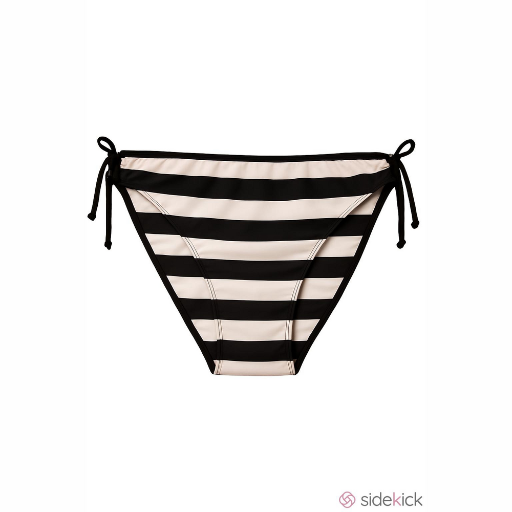 Black White Striped Bikini High Leg Size 2XL